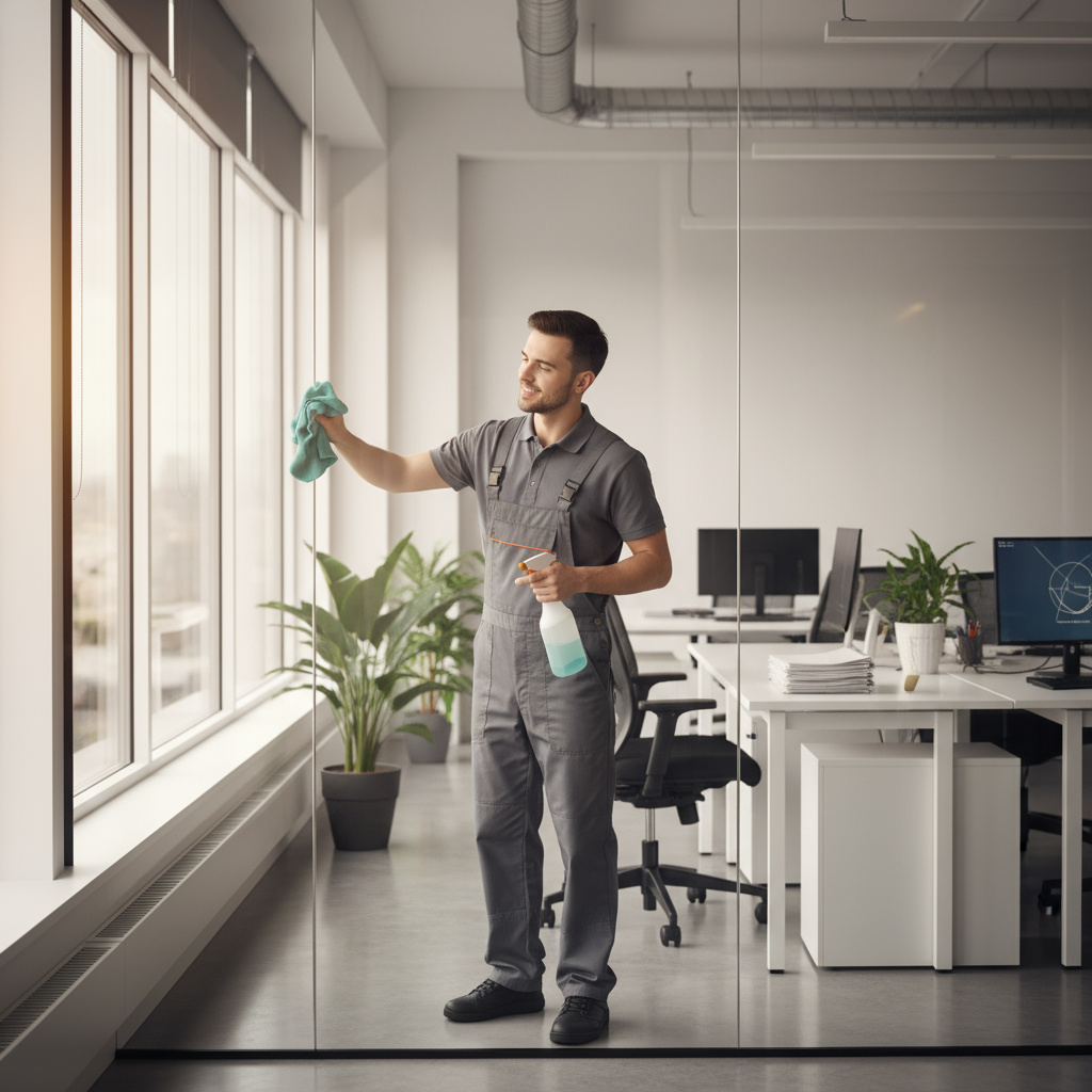 Professionelle Reinigung in modernem Büro