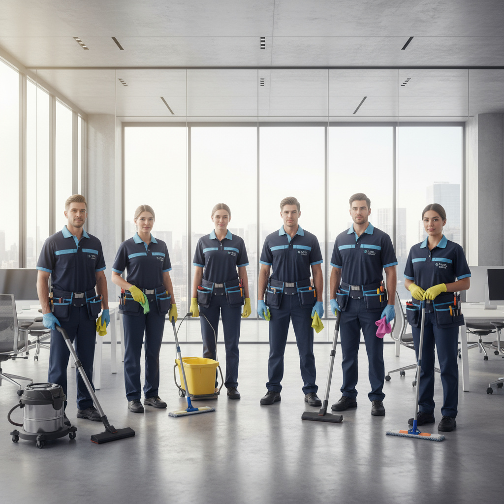 Team professioneller Reinigungskräfte